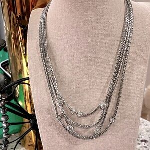N406 Elegant Silver Multi-Layer Necklace